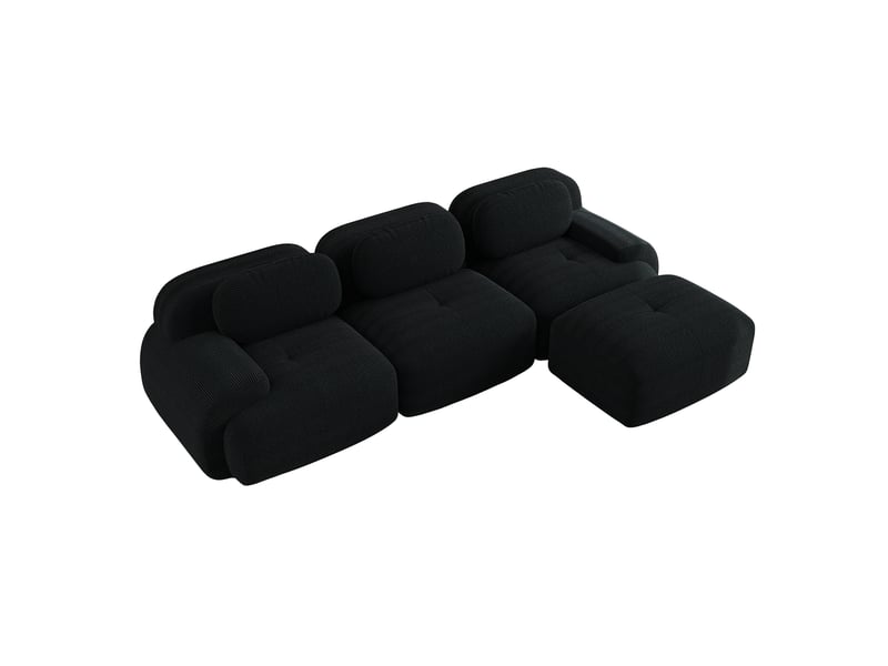  Canapé d'angle, canapé modulable, en velours tricoté, noir, sans montage, sans structure, chambre, pour salon  - Conforama W