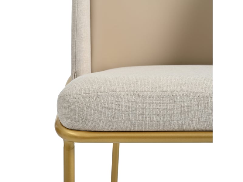  Lot de 4 chaises modernes, pvc et métal, pieds réglables, beige+kaki, usage salon espace ouvert salle à manger  - Conforama D