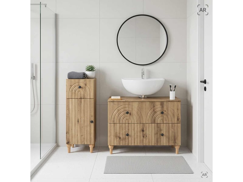  Ensemble de 2 meubles de salle de bain alkmaar chêne artisanal cf63045  - Conforama B