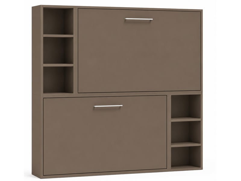  Lit escamotable superposé avec niches de rangement briano-2 matelas-80x200-cadre blanc-façade anthracite  - Conforama A