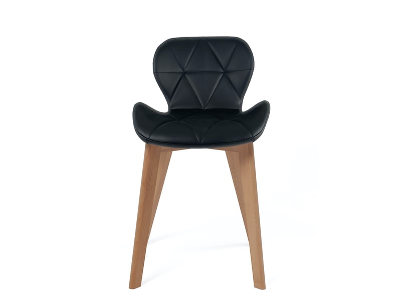  Lot de 4 chaises scandinaves fati en simili cuir matelassé noir avec pieds en bois 675-FATI - Conforama C