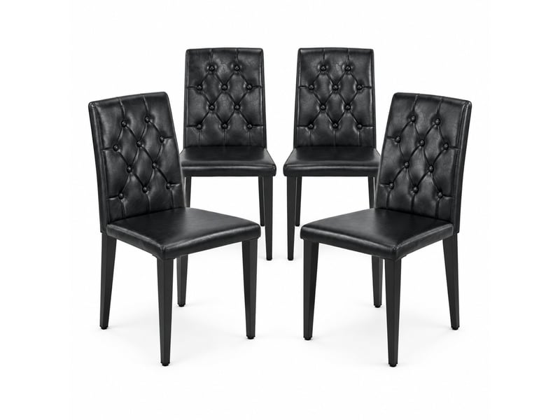  Lot de 4 chaises de salle à manger noires en polyuréthane et métal  - Conforama A