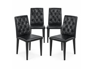 Lot de 4 chaises de salle à manger noires en polyuréthane et métal