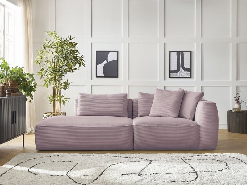  Bobochic canapé droit fixe 3 places leopold velours côtelé violet  accoudoir droit LEOPOLD - Conforama C