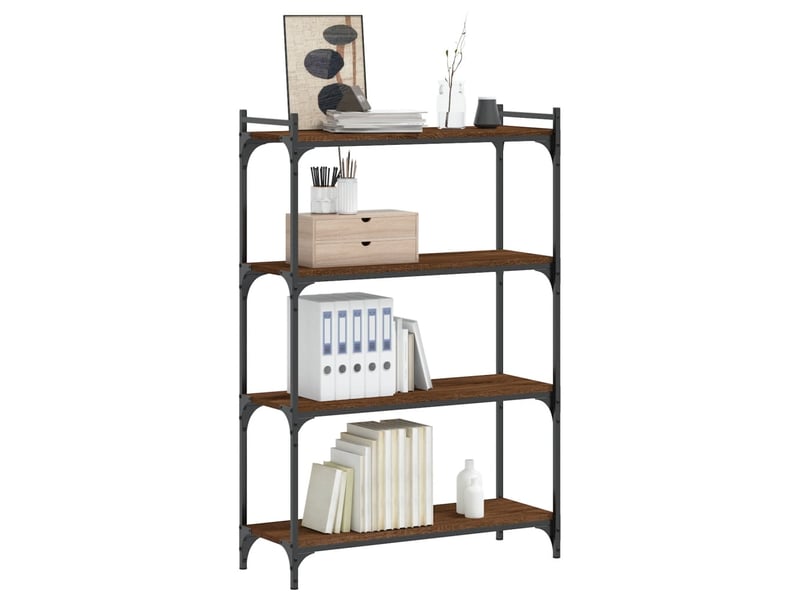  Bibliothèque 4 niveaux, armoire à livres chêne marron 80x30x120cm bois ingénierie  - Conforama C