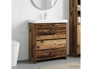 Meuble sous lavabo de salle de bain, commode bois ancien shl2987