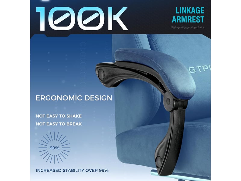  Gtplayer chaise de jeu inclinable à 160° avec repose-pieds 180kg - tissu bleu GT829-BL - Conforama C
