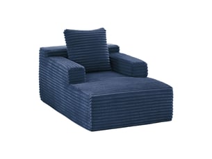 Méridienne convertible avec dossier rembourré  - sans montage, corduroy, bleu