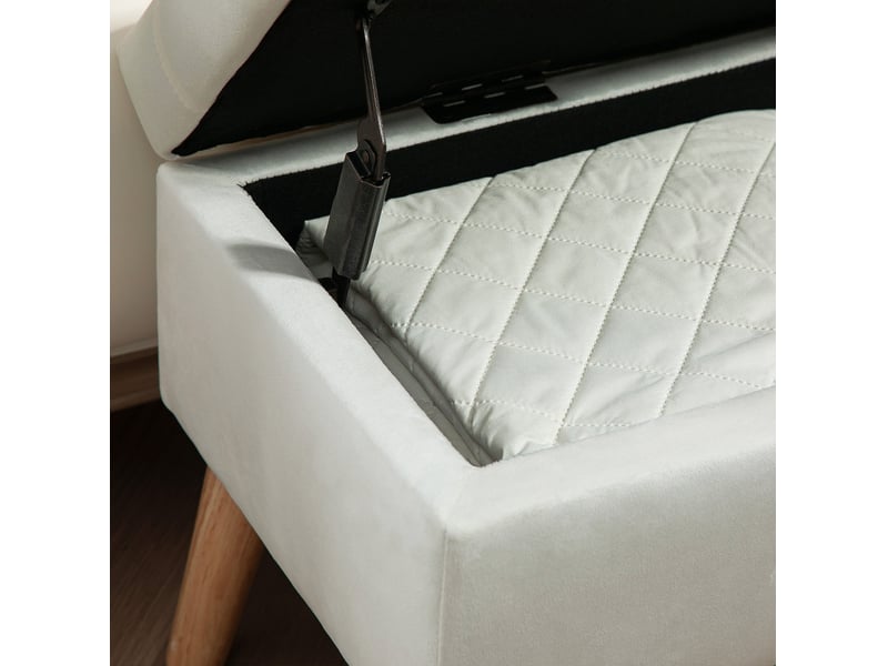  Banc de rangement tcqpz 80 x 35 x 40 cm avec coffre et assise capitonnée aspect velours blanc  - Conforama E