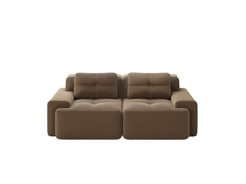 Canapé modulable 2 places en velours côtelé marron - Conforama A
