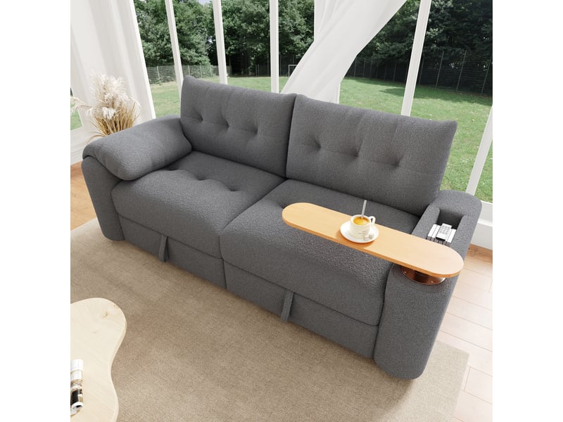  Canapé convertible, canapé-lit, 3 places, gris, adapté à l'espace de vie, mobilier pour espace de vie, pour salon et séjour  - Conforama R