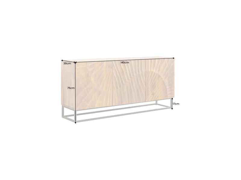 Buffet silva 140 cm en bois massif de manguier sculpté – 3 portes et piètement métal noir - Conforama C