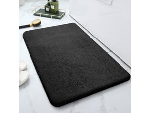 Tapis salle de bain, tapis de bain noir 60x90cm, microfibre tapis absorbant antidérapants lavable en machine