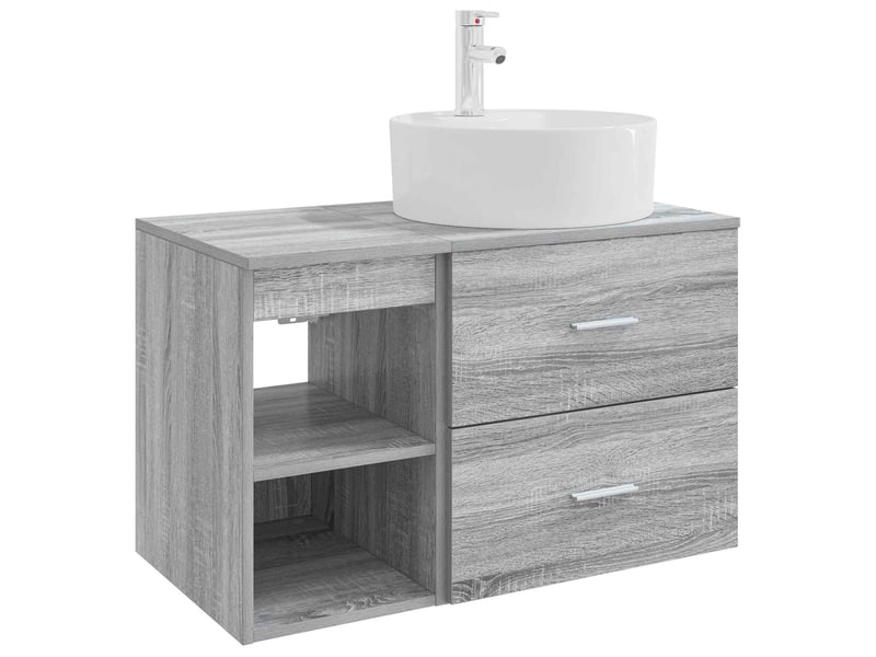  Ensemble de mobilier de salle de bain 2 pcs sonoma gris shl9686  - Conforama A