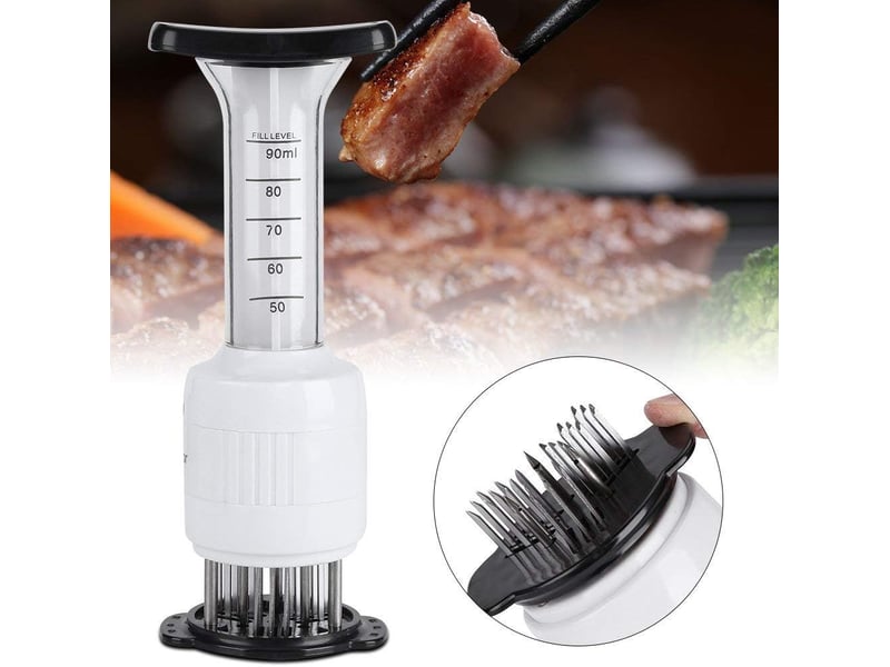  Attendrisseurs à viande injecteur du marinade aiguilles d'acier inoxydable de seringue de pour ramollir la viande  - Conforama E