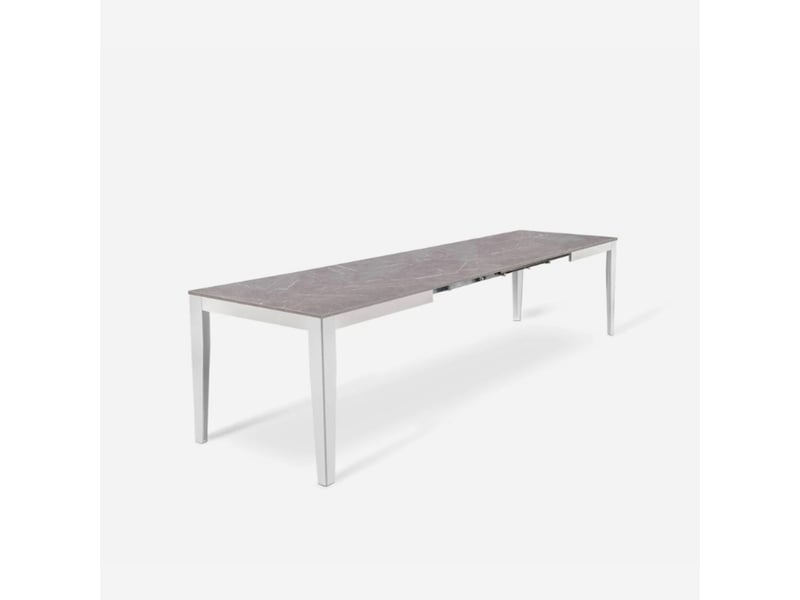  Table de salle à manger extensible avec piètement blanc 156316x90 moon - gris  - Conforama C