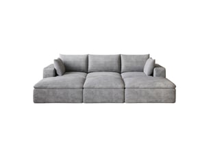 Canapé modulable cloud en velours côtelé gris, tout mousse, compressé, sans montage, 260 x 160 x 60 cm