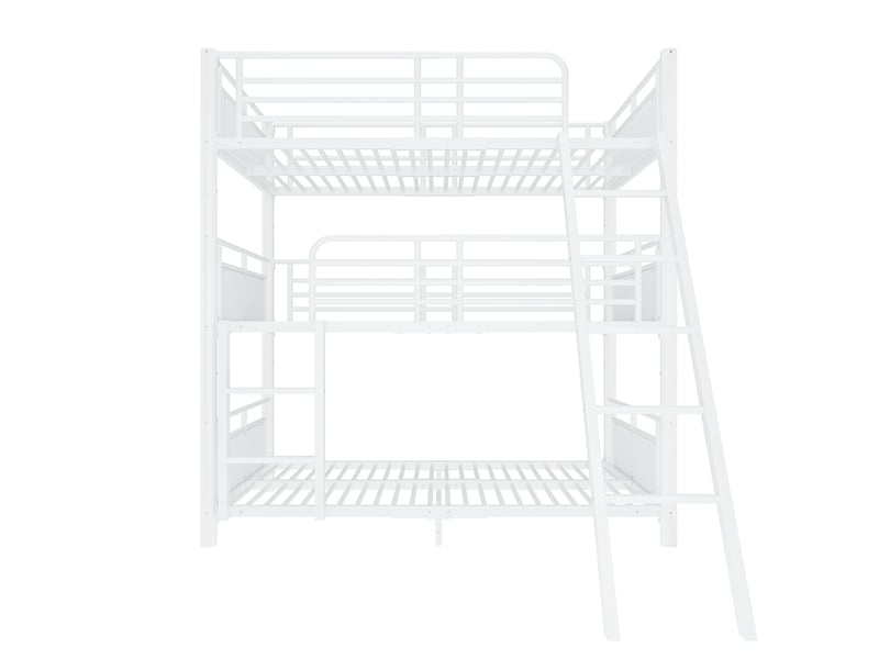  Lit superposé triple enfant 90 x 200 cm, structure métal 3 couchages séparable, 2 échelles, gain de place,blanc evarich - Conforama A