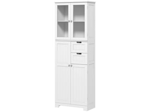 Meuble de salle de bain haut 4 portes 2 tiroirs 60x30x170cm blanc