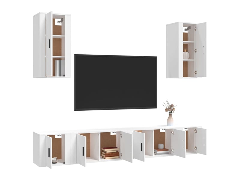  Ensemble de meubles tv 6 pcs blanc bois d'ingénierie shl54656  - Conforama C