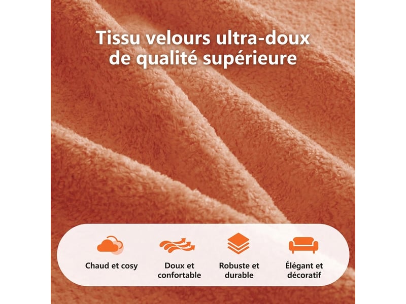  Canapé d'angle modulaire 4 places en velours orange - mousse 32d avec pouf, sans montage  - Conforama D
