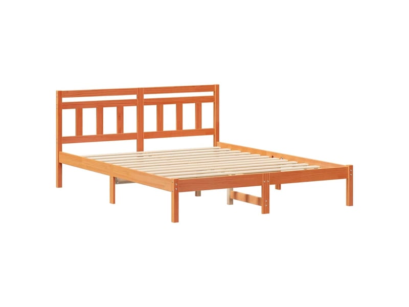  Lit double- lit adulte -  cadre de lit marron 150 x 200 cm pin massif  - Conforama C