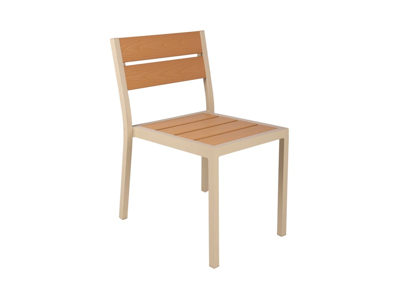  Lot de 2 chaises en aluminium et bois creme  - Conforama C
