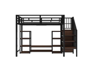 Lit mezzanine 90x200 cm OKWISH coloris noir