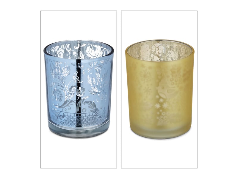  Lot de 12 photophores ronds décoratifs lumineux intérieur extérieur ambiance chaleureuse en verre doré 13_0011634  - Conforama B