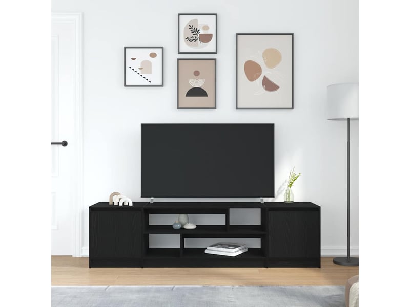  Meuble tv - banc tv - meuble de rangement chêne noir 188,5x41x50 cm bois d'ingénierie  - Conforama C