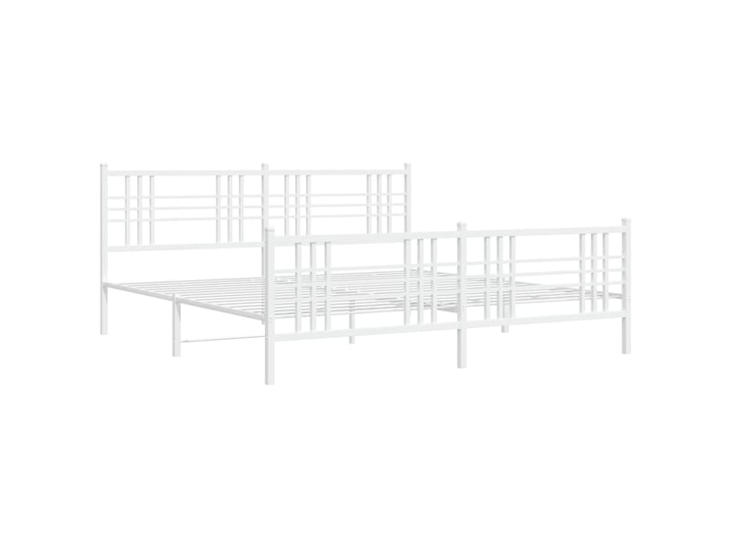  Lit double- lit adulte -  cadre de lit métal sans matelas et pied de lit blanc 200x200 cm  - Conforama B