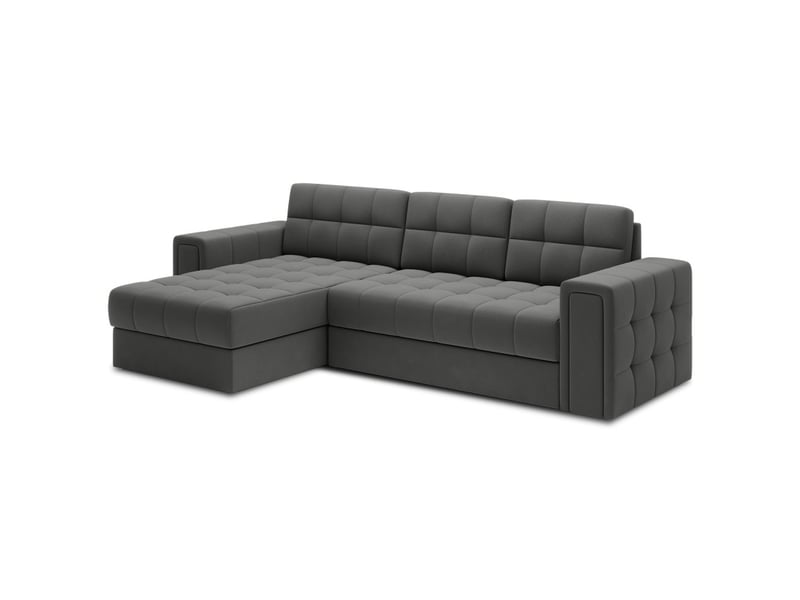  Canapé d'angle convertible kapitara gris foncé réversible avec coffre de rangement  - Conforama D