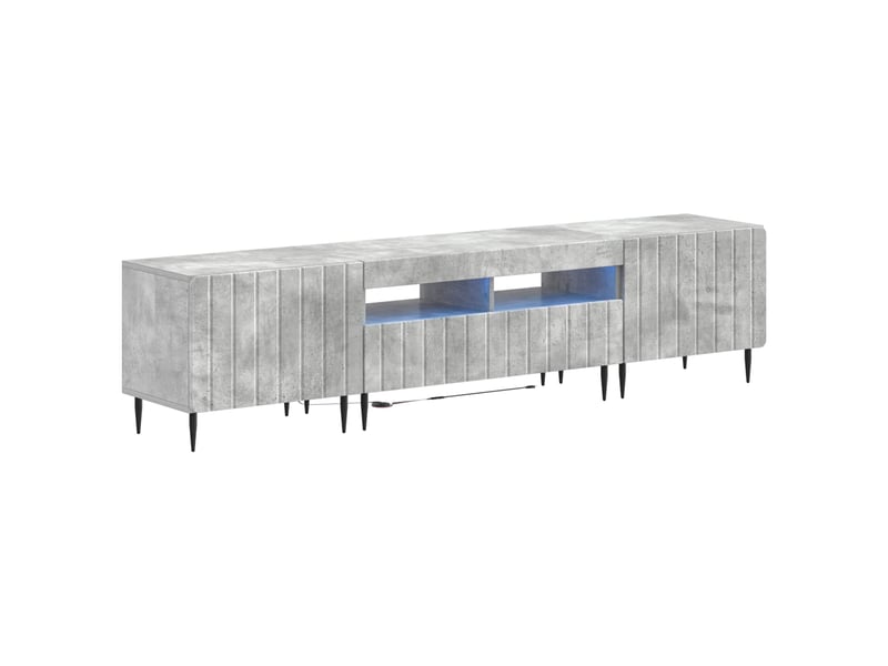 Meuble tv - banc tv - meuble de rangement led 5 pièces gris béton bois d'ingénierie - Conforama A
