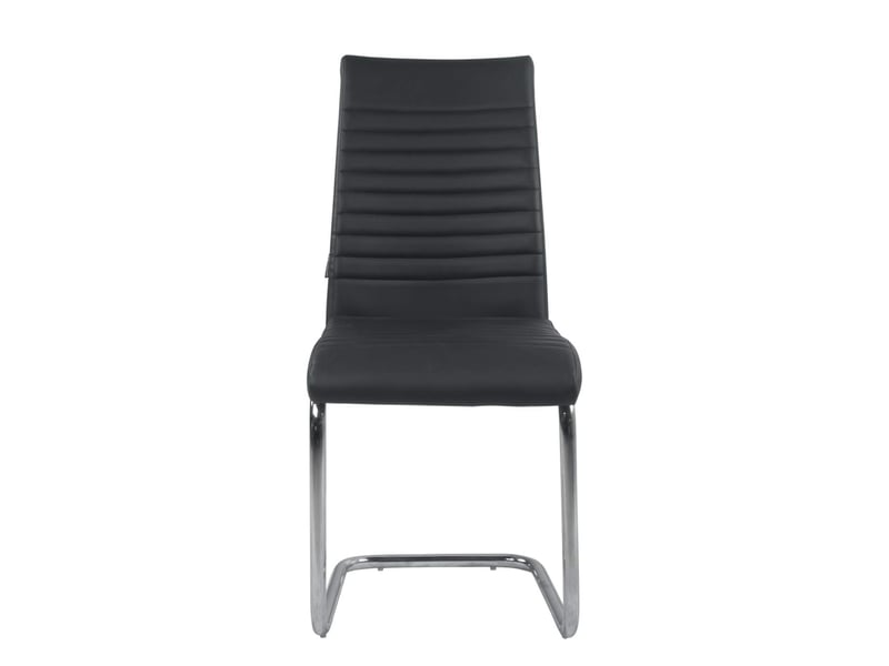  Lot de 2 chaises de salle à manger opus en simili cuir noir avec surpiqûres et pieds chromés 358-OPUS - Conforama C