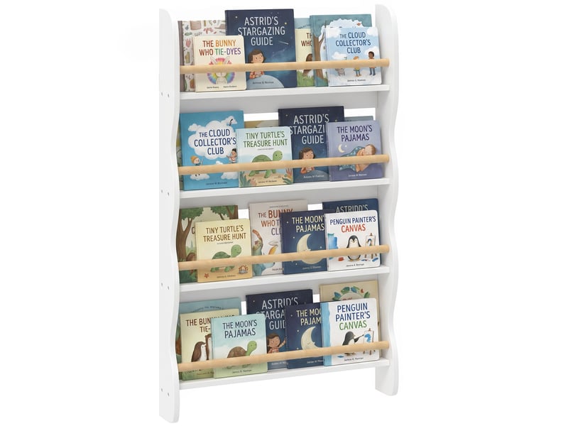  Bibliothèque murale pour enfant,rangement livre 4 niveaux, blanc  - Conforama A