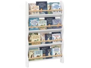 Bibliothèque murale pour enfant,rangement livre 4 niveaux, blanc