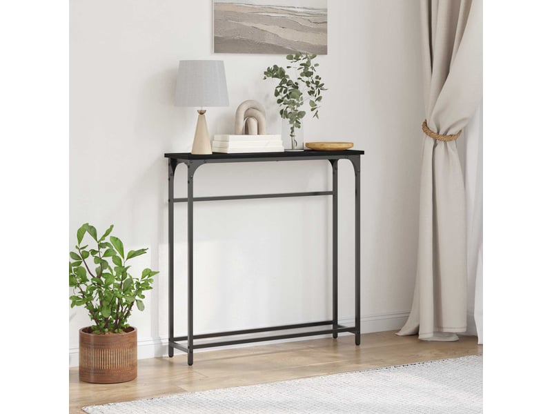  Table console - table d'appoint - table d' entrée chêne noir 75 x 19,5 x 75 cm bois d'ingénierie  - Conforama B