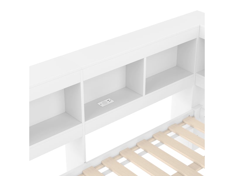  Lit banquette 140x200 lit de jour blanc avec 2 tiroirs et ports usb  - Conforama D