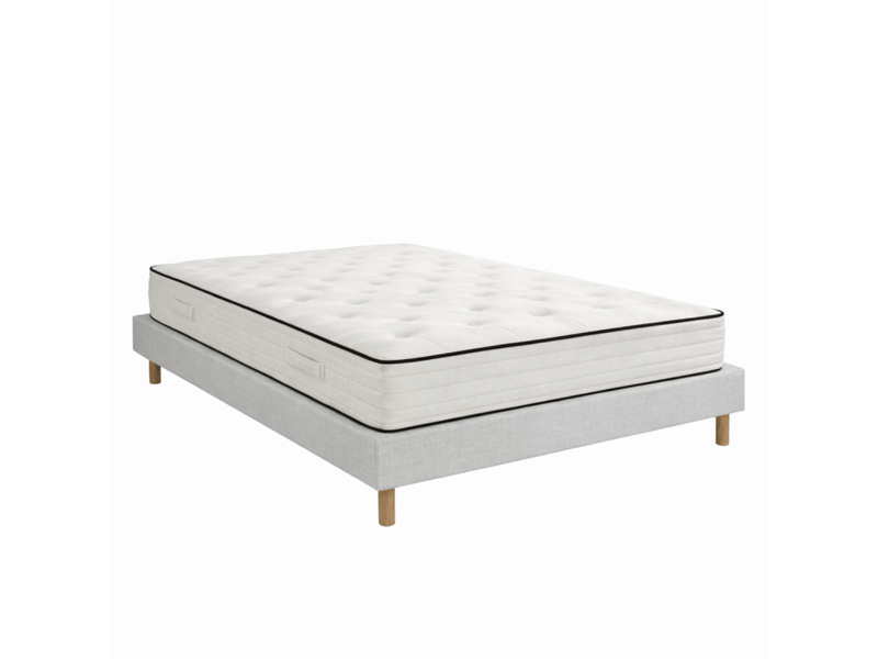  Ensemble essenzia grand palais 3000 + sommier tradition graphic 19 cm + pieds 180x220 gris clair ressorts  - Conforama D