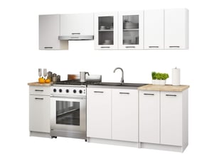 Ensemble de cuisine vitré akord oliwia 2.4m blanc 240 cm 11 portes 1 tiroir façade blanche 240x46x203 cm