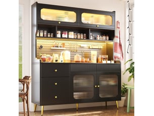 Buffet 4 porte(s) 5 tiroir(s) <strong>MODENVIE</strong> <strong></strong> - 144.9 cm coloris noir