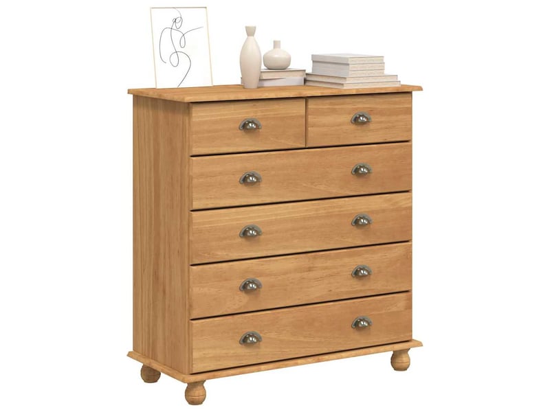 Commode chambre adulte, armoire à tiroirs askim marron 91x40x95,5 cm bois de pin massif - Conforama C