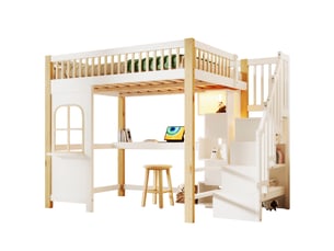 Lit mezzanine 140x200 cm <strong>MERAX</strong>  <strong>lit enfant bicolore</strong> coloris bicolore
