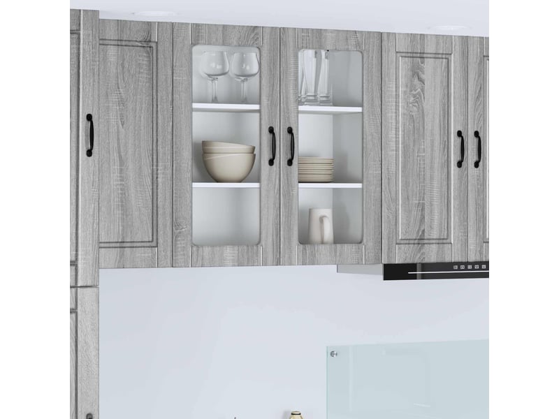  Meuble mural de cuisine, cabinet en verre mural gris sonoma 80x31x80cm  - Conforama B