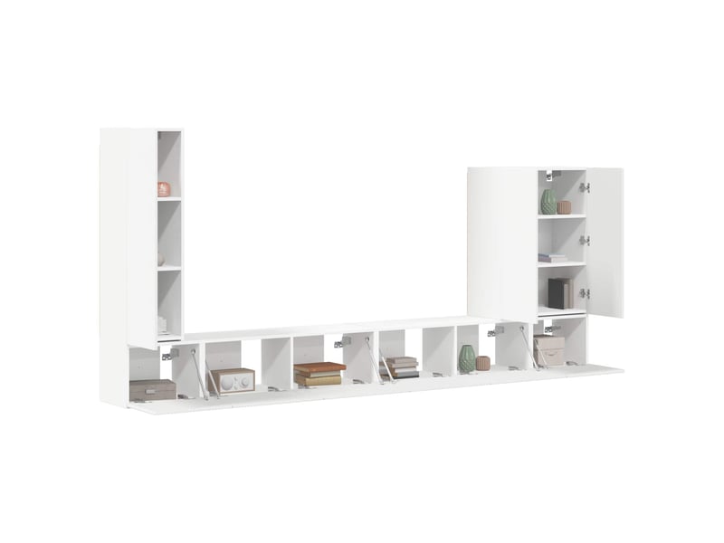 Ensemble de meuble tv - banc tv - meuble de rangement mural 6 pcs blanc  - Conforama C