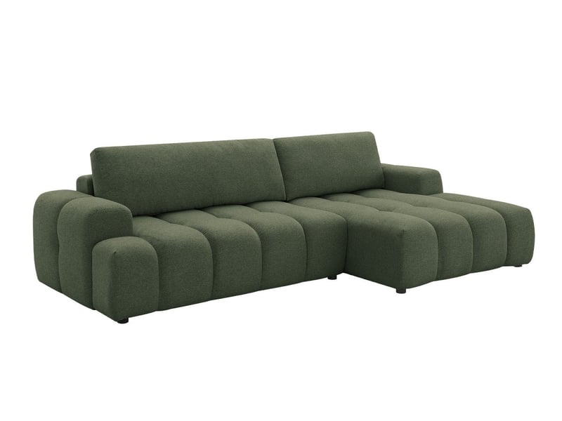 Canapé d'angle convertible avec coffre en tissu texturé vert olive berenice - angle droit 12391-3M-VEROL - Conforama A