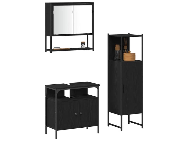 Ensemble de mobilier de salle de bain 3 pièces noir cf64490 - Conforama C