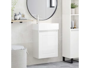 Meuble de rangement salle de bain avec robinet blanc brillant shl3107