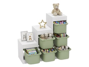 Meuble de rangement pour jouets des enfants avec 6 bacs amovibles, 3 niveaux de rangement, 96 x 38,5 x 90, vert