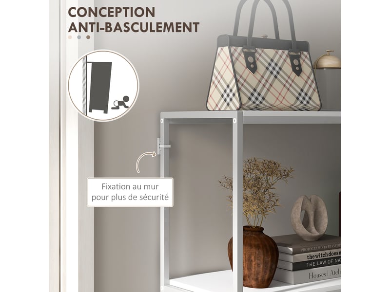  Table console en acier 2 étagères design moderne pour salon entrée couloir blanc 100 x 30 x 87 cm  - Conforama R